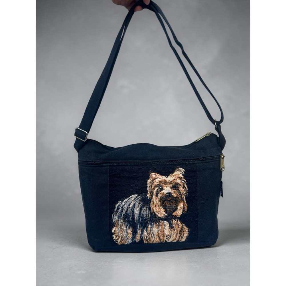 Dixie Bags Yorkie Tapestry Black Canvas Shoulder Crossbody Purse Adjustable
